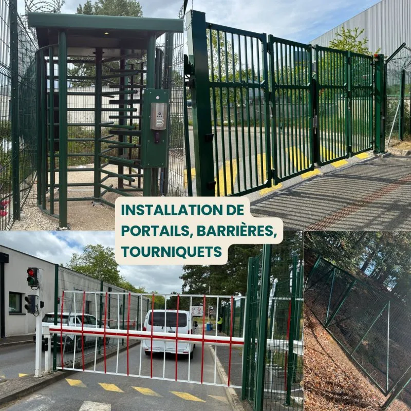 Installation de portails, barrières et tourniquets pour la sécurisation d'un site